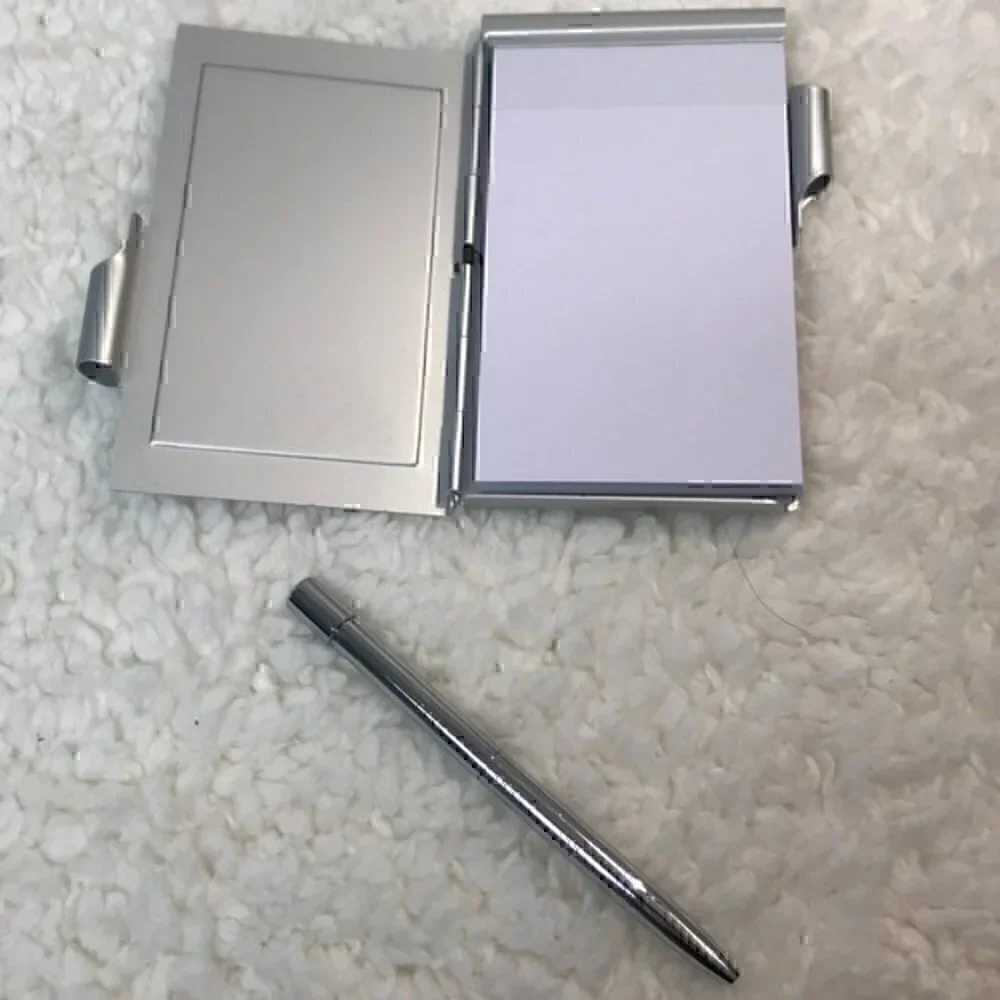 Lucy Lu Designs Notepad w/Stainless Case & Ballpoint Pen NWOT